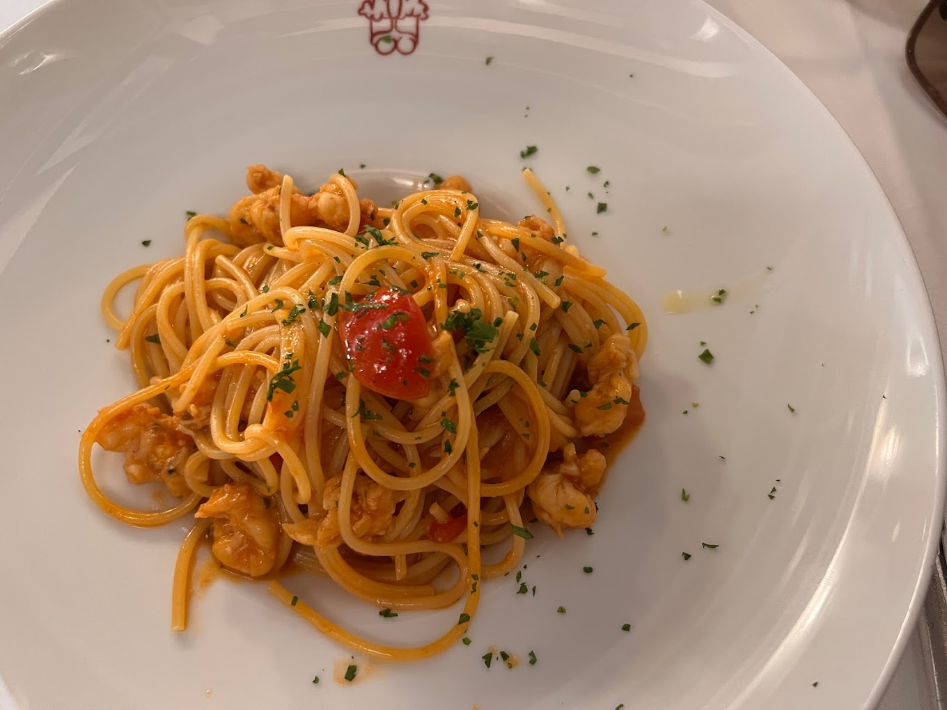 Image of a pasta dish served at Trattoria Antiche Carampane restaurant
