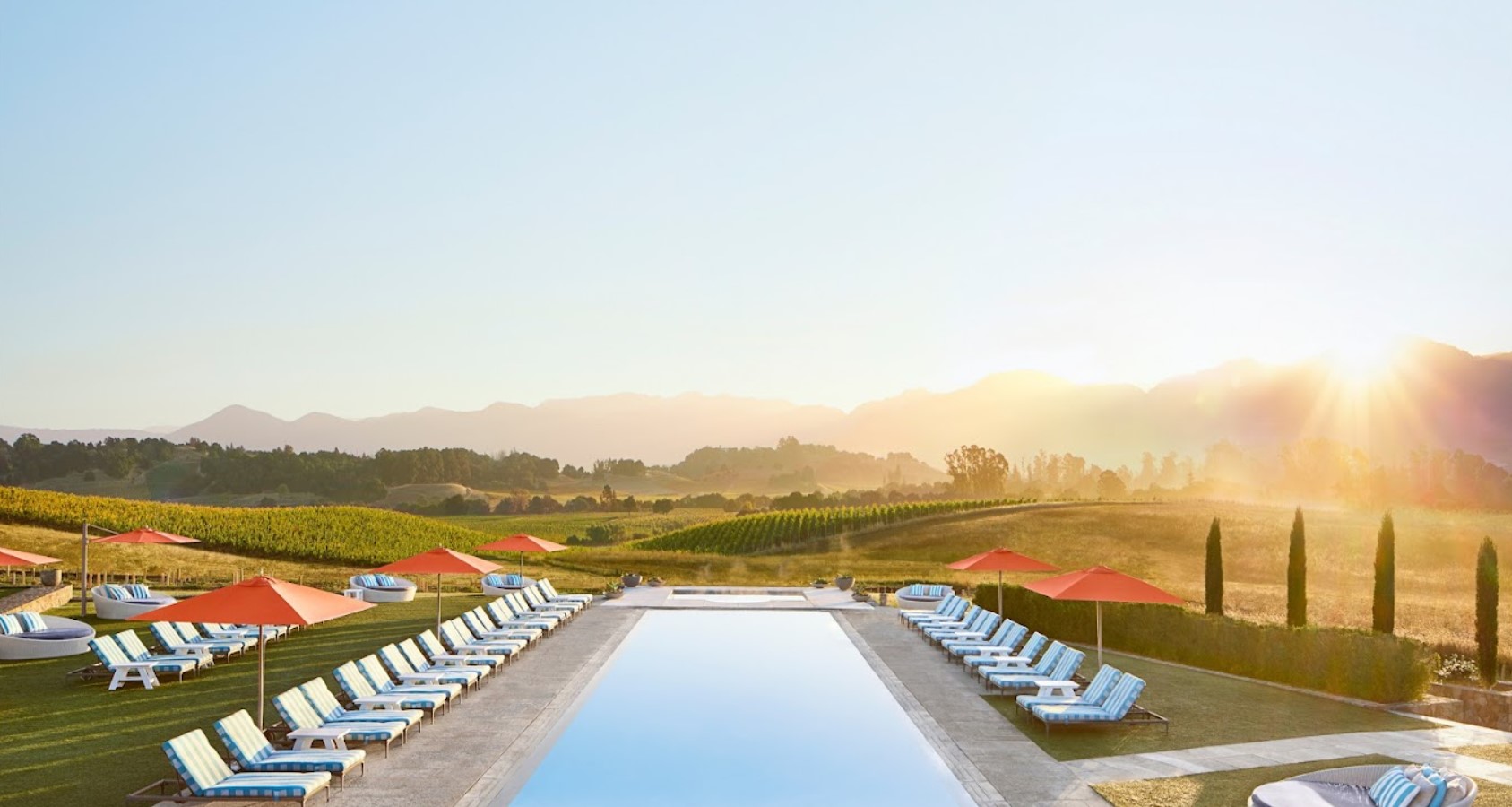 Outdoor pool and surrounding vineyard's view of Carneros Resort and Spa