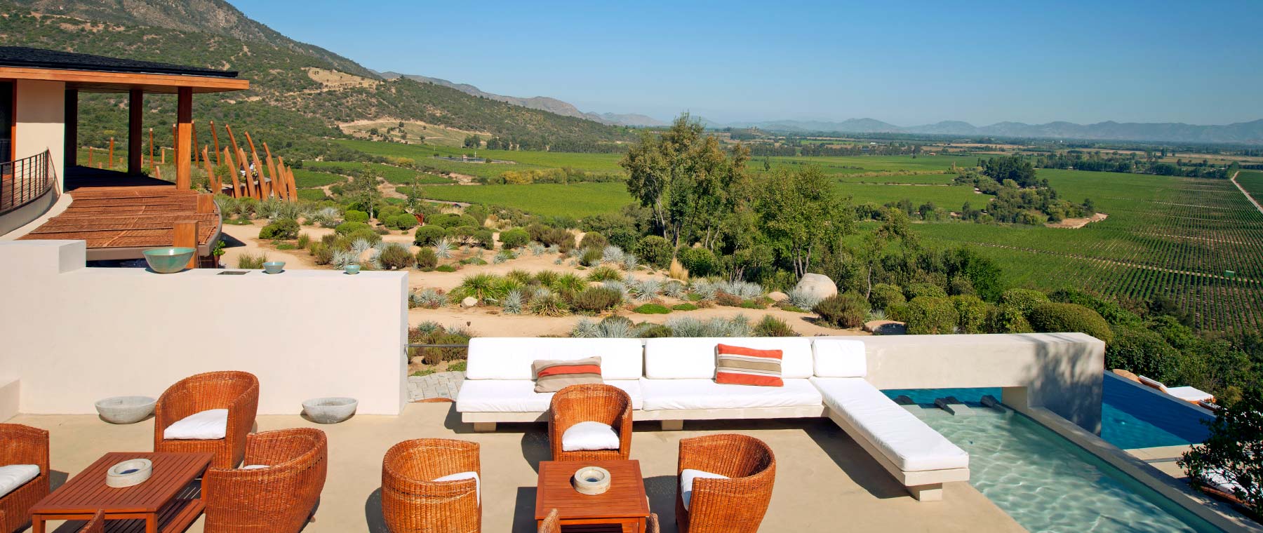 Clos Apalta Residence outdoor panoramic view over vineyards