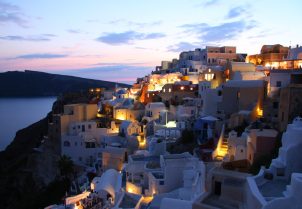 Image of Santorini in Greece by Pixabay