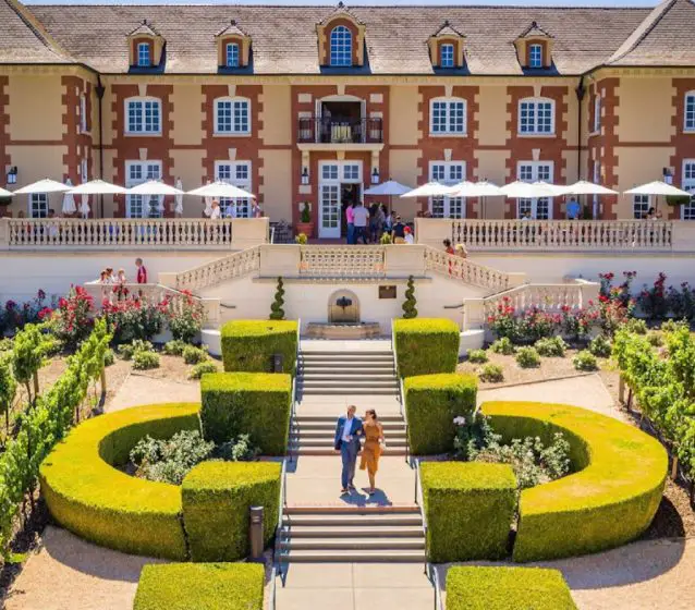 featured image of Domaine Carneros outdoor entrance surrounded with vineyards