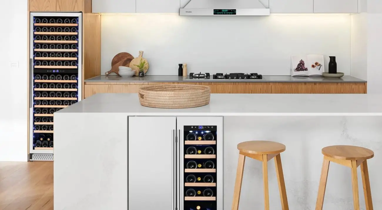 featured image of Tylza Wine Lovers Collection 154 Bottle Dual Zone in a kitchen setting