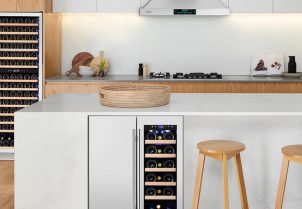 featured image of Tylza Wine Lovers Collection 154 Bottle Dual Zone in a kitchen setting