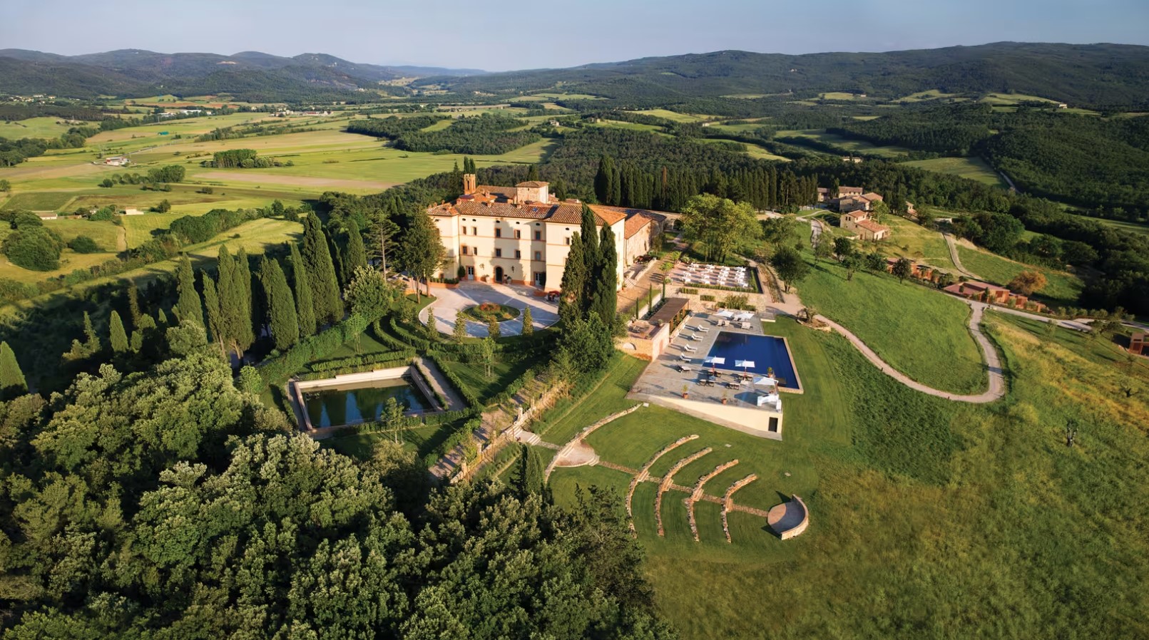 panoramic view overlooking Belmond Castello di Casole estate