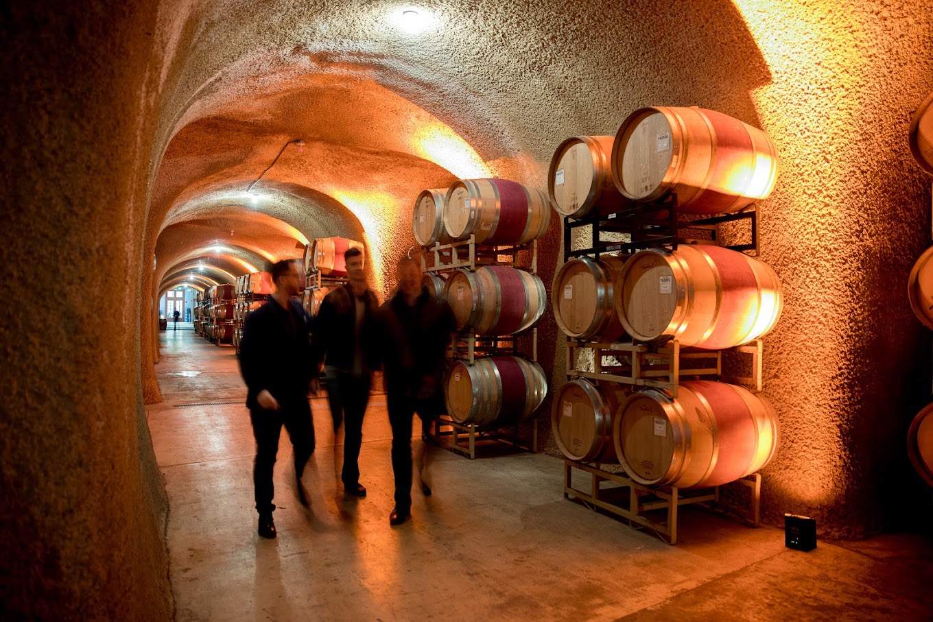 Clos Pegase indoor wine cellar