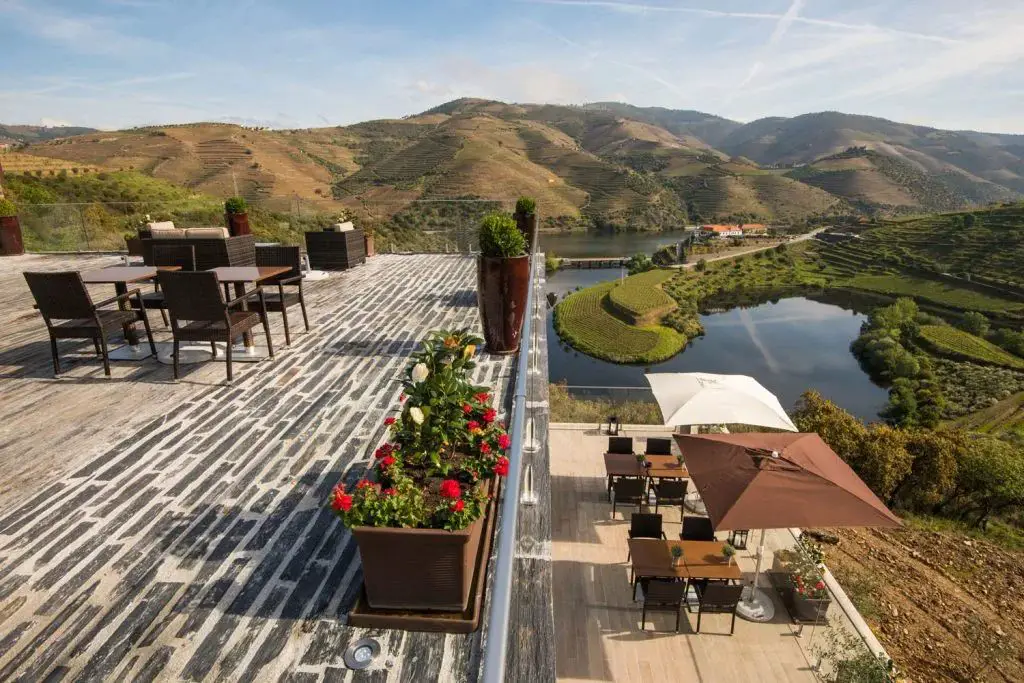 Outdoor Douro panoramic view from Quinta do Val Moreira rooftop terrace